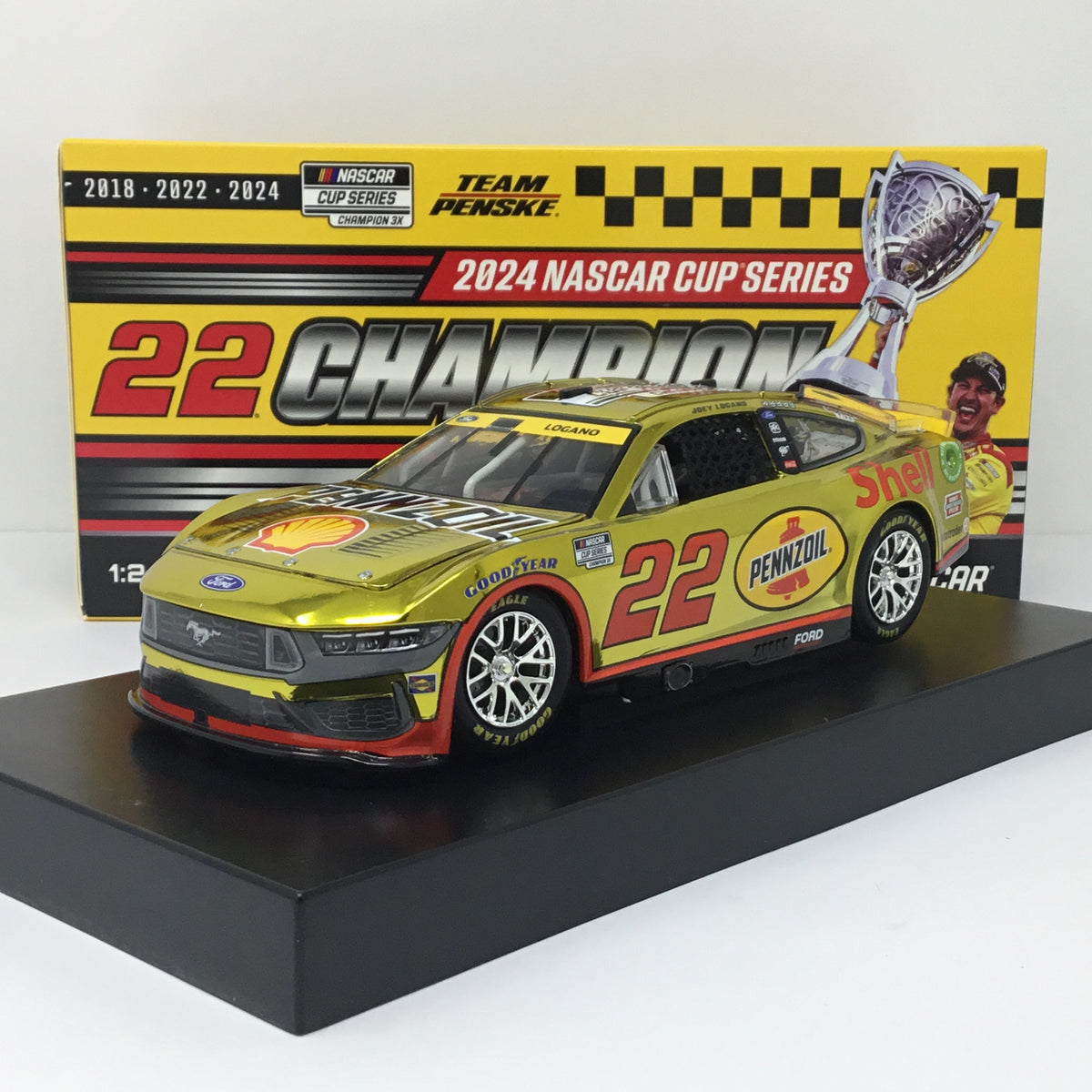 Joey Logano 2024 Shell-Pennzoil Cup Champion 1:24 Color Chrome Diecast ...